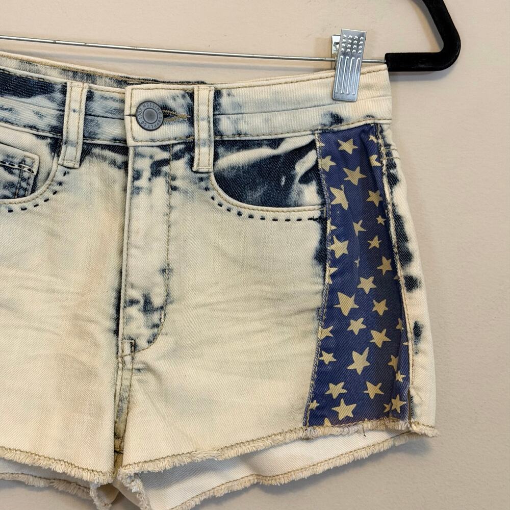 Mossimo Y2k Cut Off Shorts Size 3 High Rise American Flag Star Print Raw Hem - Picture 3 of 5